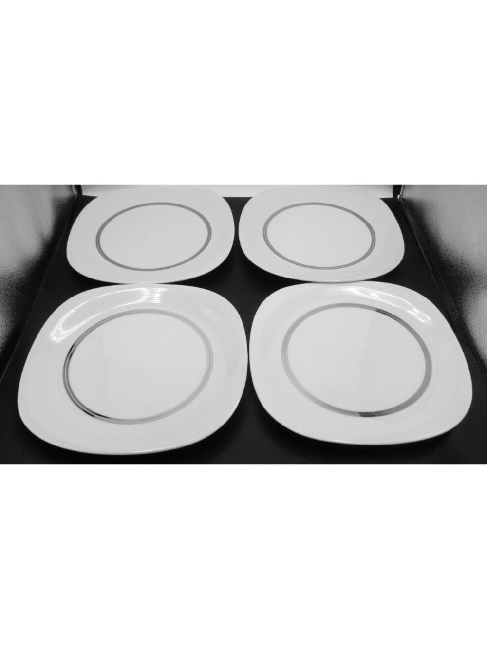 Rings by Block (Transitions) 10 Inch Square Dinner Plate Set of 4 Pattern BLORIN